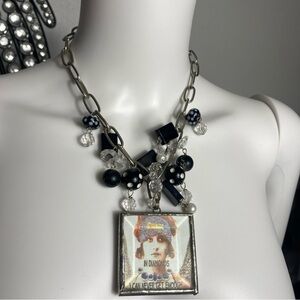 Vintage Ciclon Necklace, Chunky Links & Glass Beads from the 70s 24”